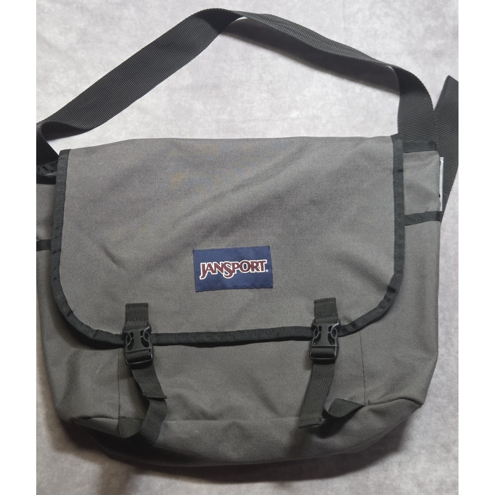 Y2K Vintage Jansport Grey/Black Messenger Bag 14" Large Strap School College